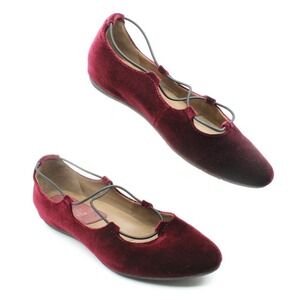 Earthies by Earth Shoes Womens 9.5 B Burgundy Velvet Essen Ballet Comfort Flats